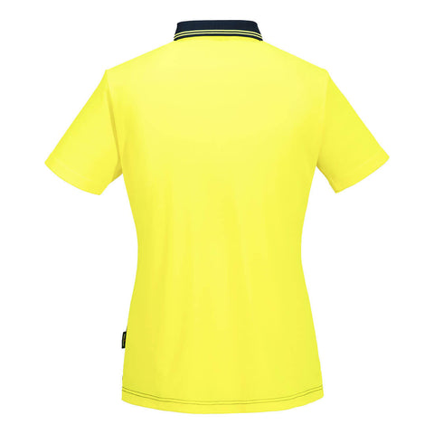 Hi-Vis Women's Cotton Comfort Contrast Class D Polo Shirt S/S Yellow/Navy back