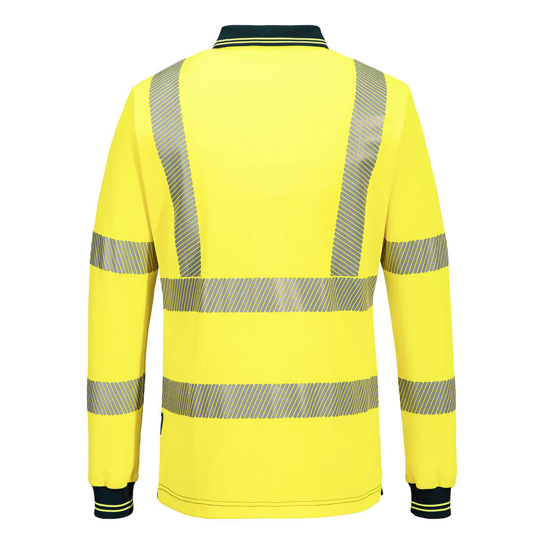 Hi-Vis Women's Cotton Comfort Polo Shirt L/S Yellow/Navy back