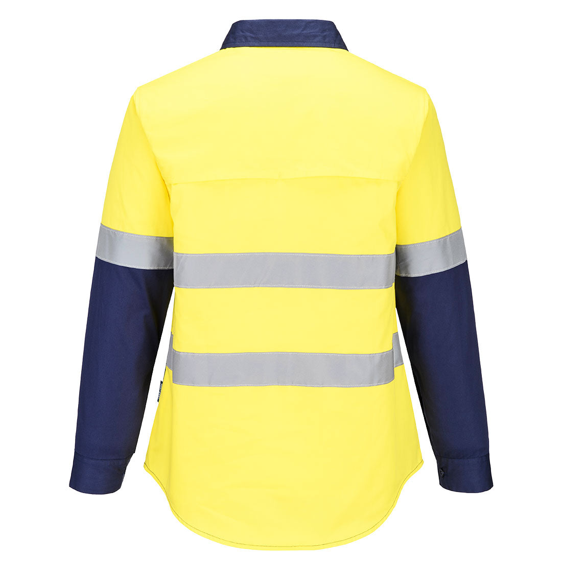 Hi-Vis Women's Lightweight Contrast Shirt L/S Yellow/Navy back