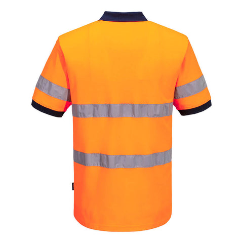 Hi-Vis Class D/N Contrast Polo Shirt S/S Orange/Navy back