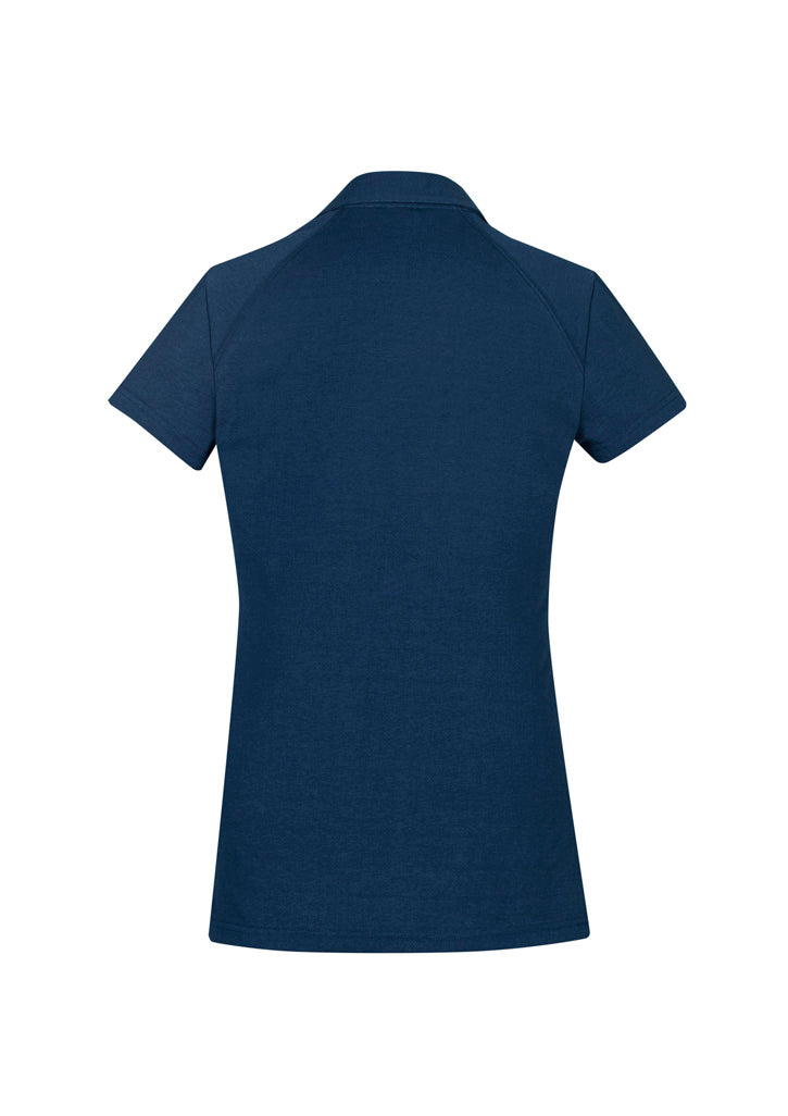 Byron Womens Short Sleeve Polo Steel Blue back view