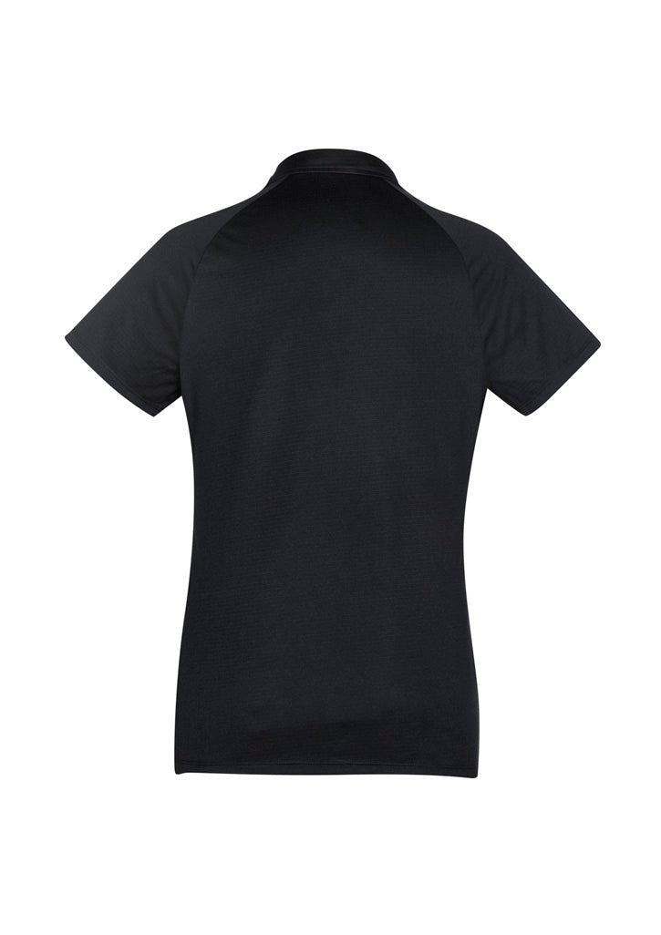 Academy Womens Short Sleeve Polo Black/White back view