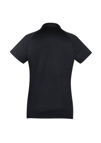 Academy Womens Short Sleeve Polo Black/White back view