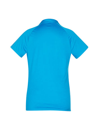 Academy Womens Short Sleeve Polo Cyan/Navy back view