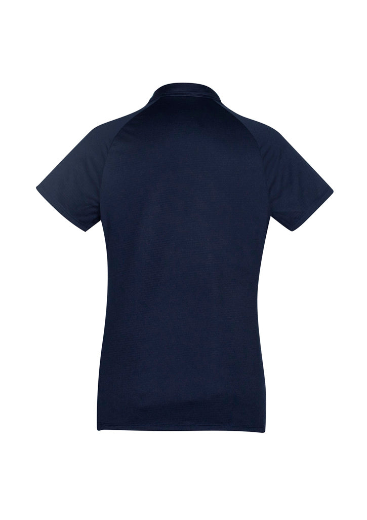 Academy Womens Short Sleeve Polo Navy/White back view