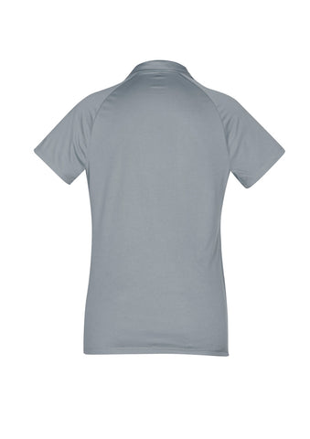 Academy Womens Short Sleeve Polo Silver/Charcoal back view