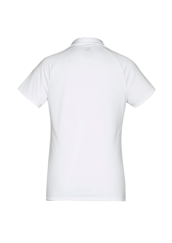 Academy Womens Short Sleeve Polo White/Silver back view