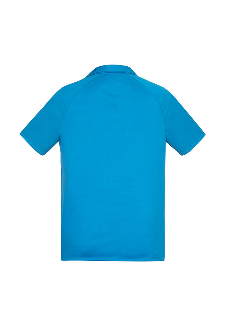 Academy Mens Short Sleeve Polo Cyan/Navy back view