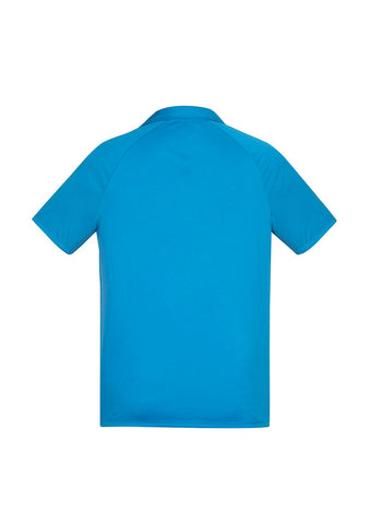 Academy Mens Short Sleeve Polo Cyan/Navy back view
