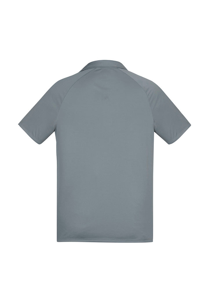 Academy Mens Short Sleeve Polo Silver/Charcoal back view