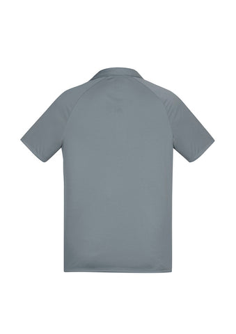 Academy Mens Short Sleeve Polo Silver/Charcoal back view