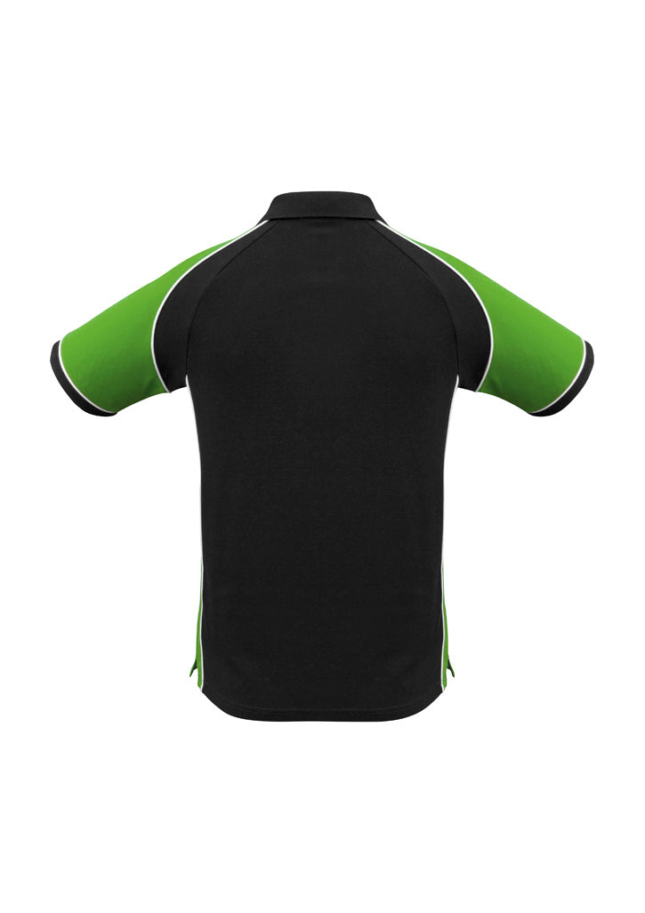 Nitro Mens Short Sleeve Polo Black/Green/White back view