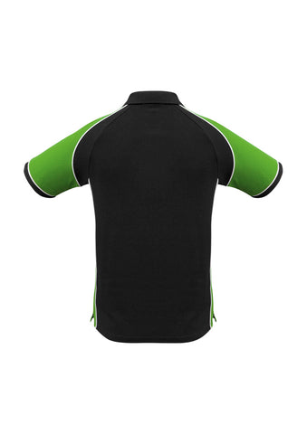 Nitro Mens Short Sleeve Polo Black/Green/White back view