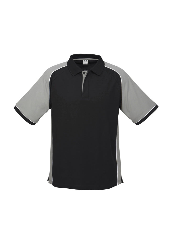 Nitro Mens Short Sleeve Polo Black/Grey/White front view