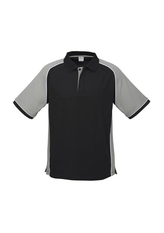 Nitro Mens Short Sleeve Polo Black/Grey/White front view