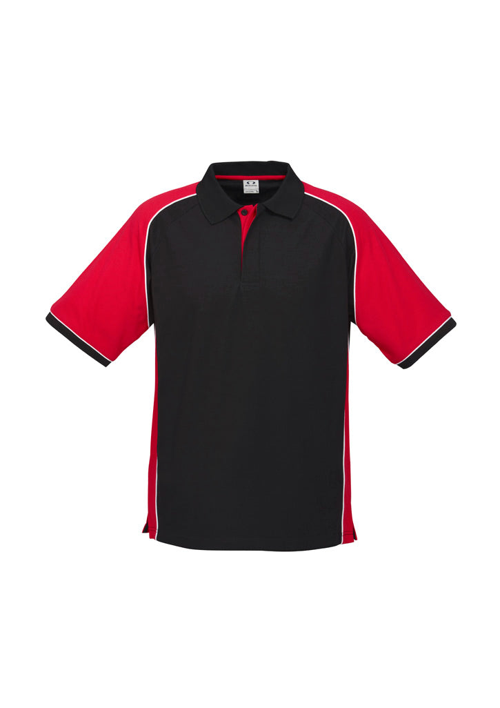 Nitro Mens Short Sleeve Polo Black/Red/White front view