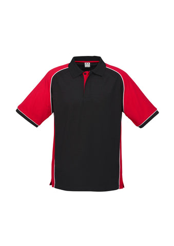 Nitro Mens Short Sleeve Polo Black/Red/White front view