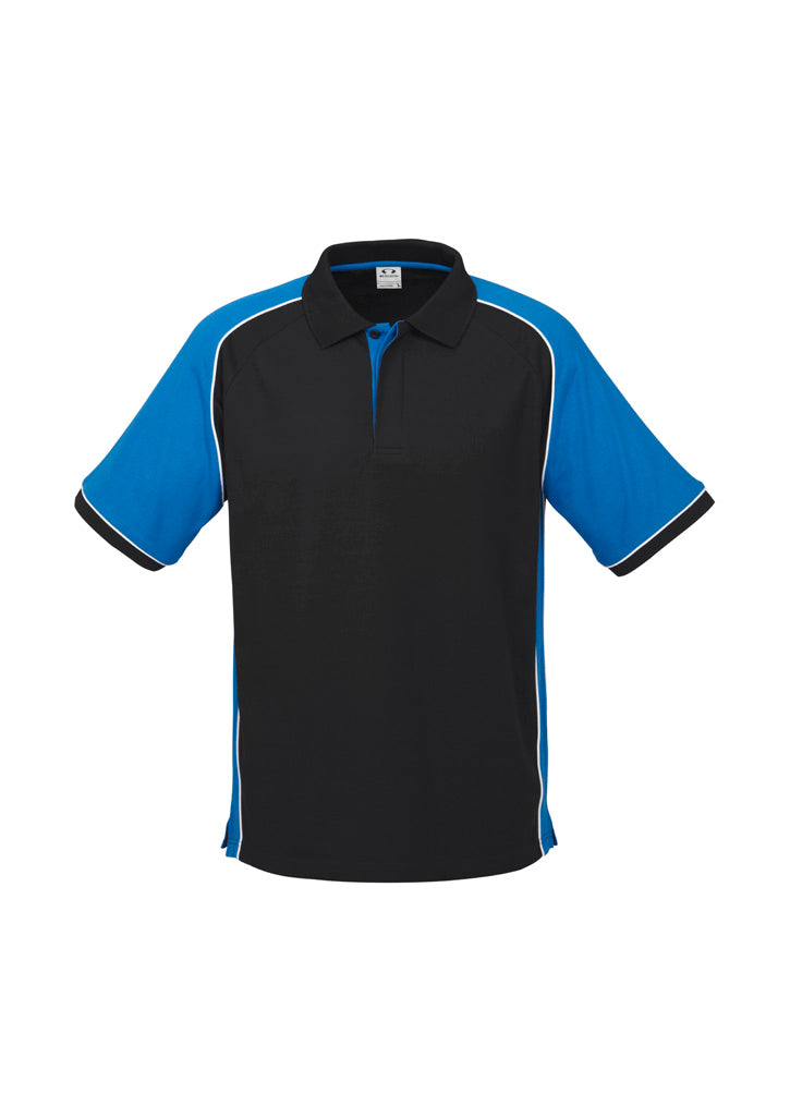 Nitro Mens Short Sleeve Polo Black/Royal/White front view