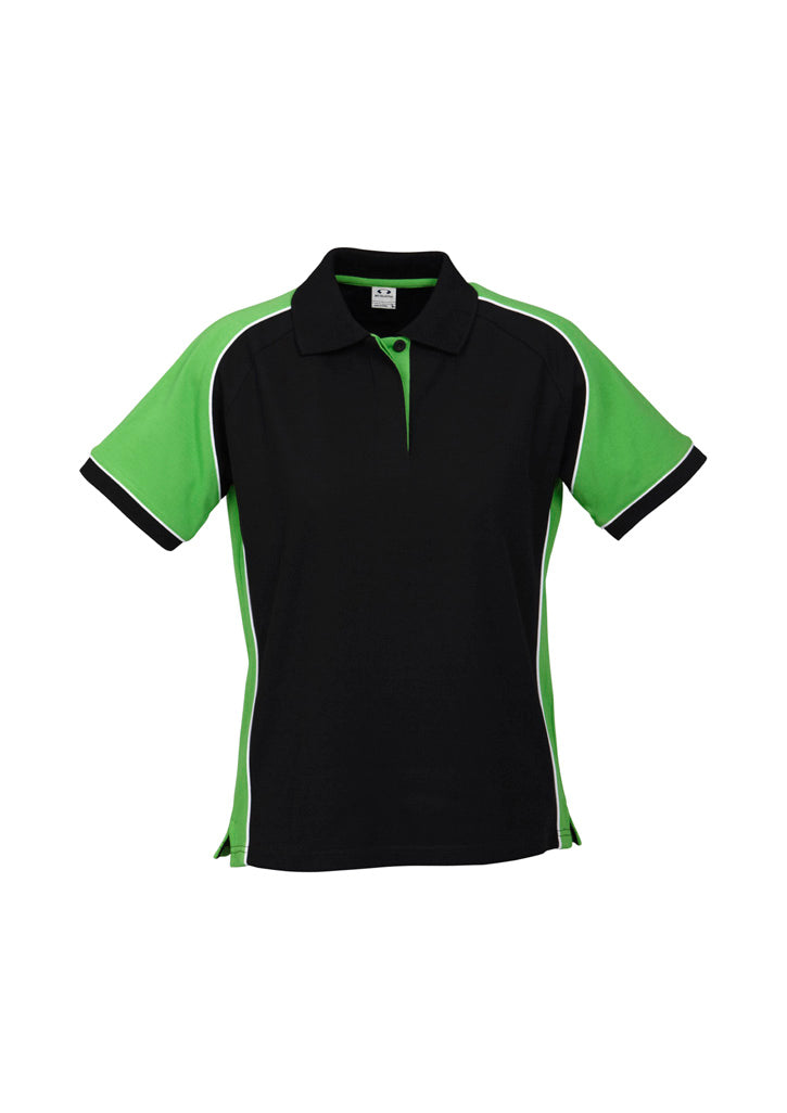 Nitro Womens Short Sleeve Polo Black/Green/White front view