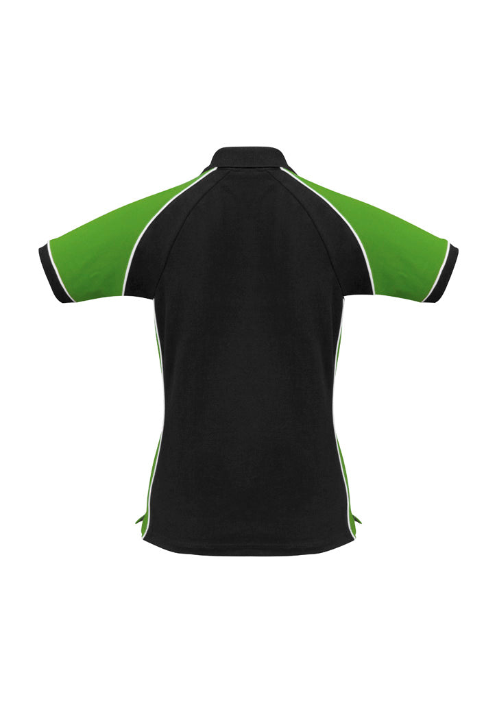 Nitro Womens Short Sleeve Polo Black/Green/White back view