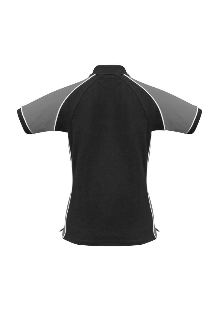 Nitro Womens Short Sleeve Polo Black/Grey/White back view