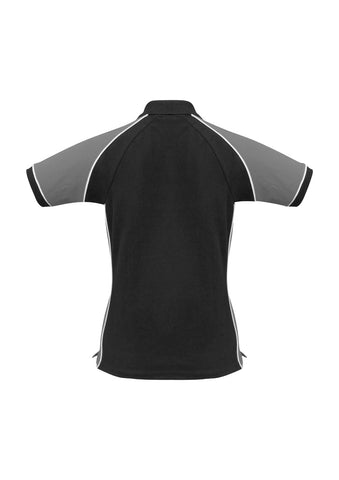 Nitro Womens Short Sleeve Polo Black/Grey/White back view