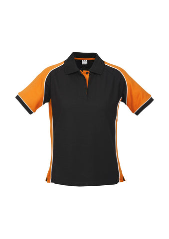 Nitro Womens Short Sleeve Polo Black/Orange/White front view