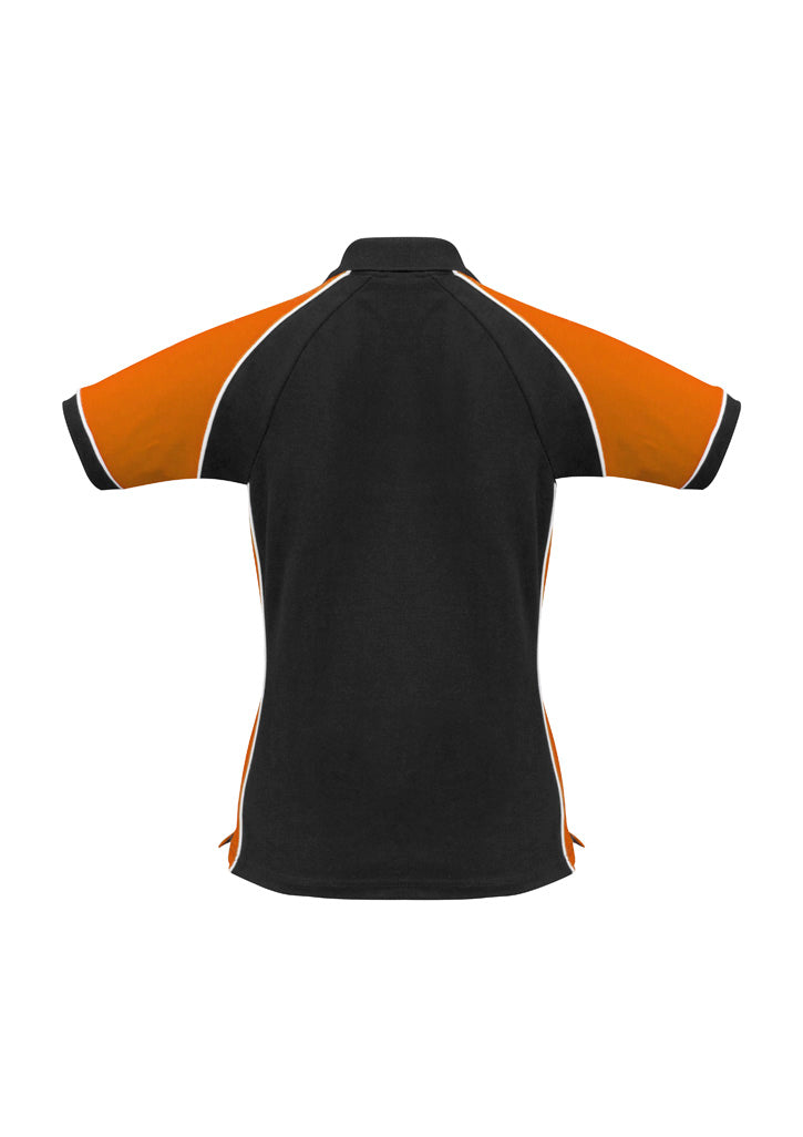 Nitro Womens Short Sleeve Polo Black/Orange/White back view