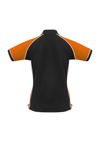 Nitro Womens Short Sleeve Polo Black/Orange/White back view