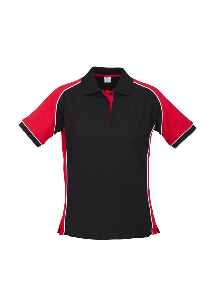 Nitro Womens Short Sleeve Polo Black/Red/White front view