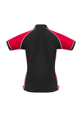 Nitro Womens Short Sleeve Polo Black/Red/White back view