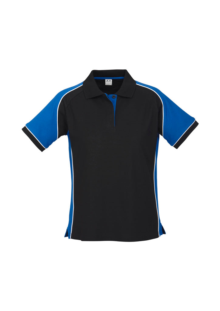 Nitro Womens Short Sleeve Polo Black/Royal/White front view