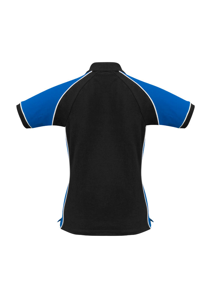 Nitro Womens Short Sleeve Polo Black/Royal/White back view