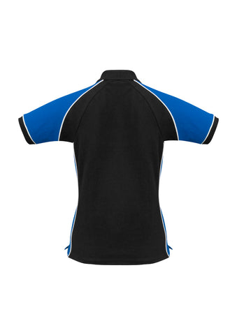 Nitro Womens Short Sleeve Polo Black/Royal/White back view