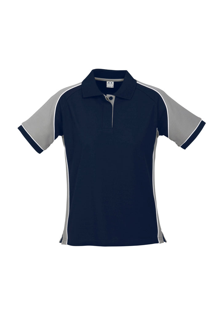 Nitro Womens Short Sleeve Polo Navy/Grey/White front view