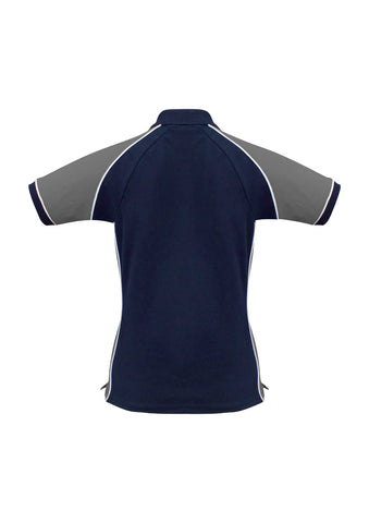 Nitro Womens Short Sleeve Polo Navy/Grey/White back view