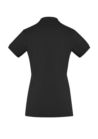 City Womens Short Sleeve Polo Black back view