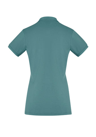 City Womens Short Sleeve Polo Jasper Green back view
