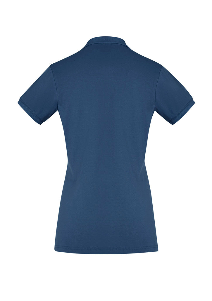 City Womens Short Sleeve Polo Mineral Blue back view
