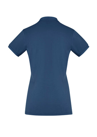 City Womens Short Sleeve Polo Mineral Blue back view