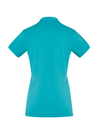 City Womens Short Sleeve Polo Teal back view