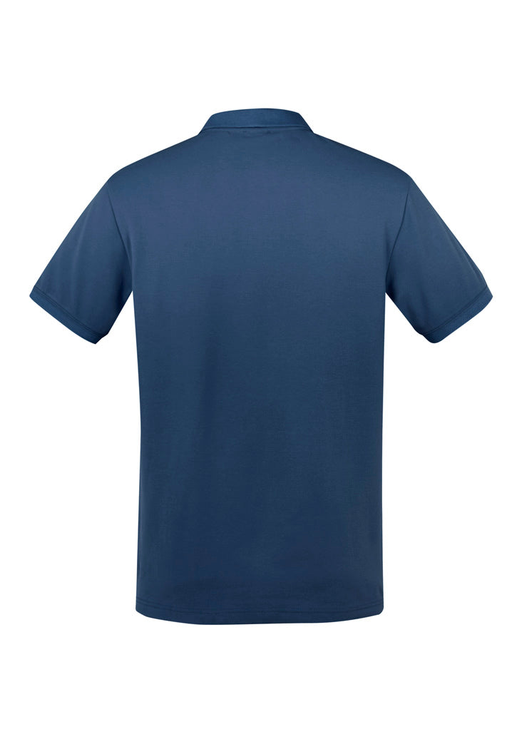 City Mens Short Sleeve Polo Mineral Blue back view