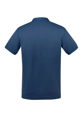 City Mens Short Sleeve Polo Mineral Blue back view