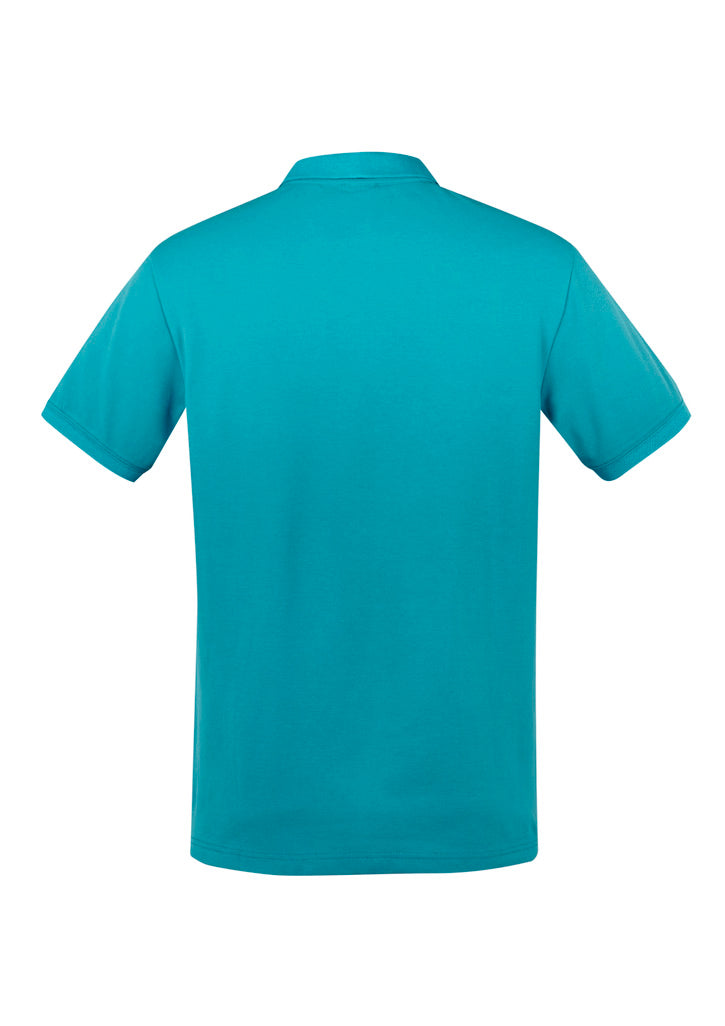 City Mens Short Sleeve Polo Teal back view