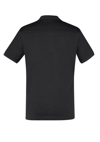 Aston Mens Short Sleeve Polo Black/Silver Grey back view