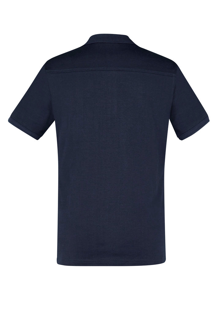 Aston Mens Short Sleeve Polo Navy/Silver Grey back view