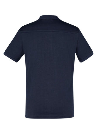Aston Mens Short Sleeve Polo Navy/Silver Grey back view