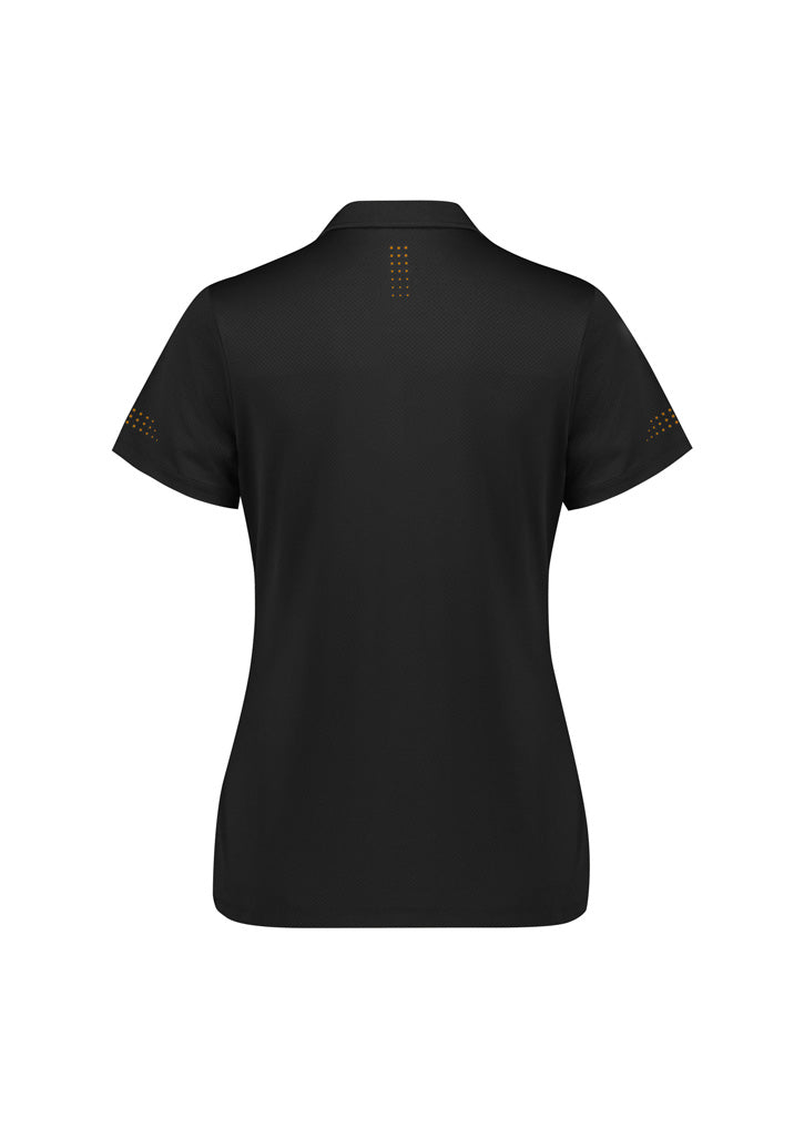 Balance Womens Short Sleeve Polo Black/Gold back view