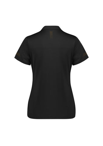 Balance Womens Short Sleeve Polo Black/Gold back view