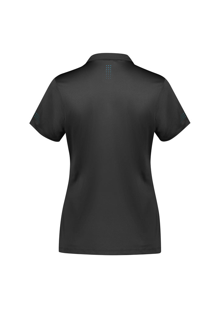Balance Womens Short Sleeve Polo Grey/Cyan back view